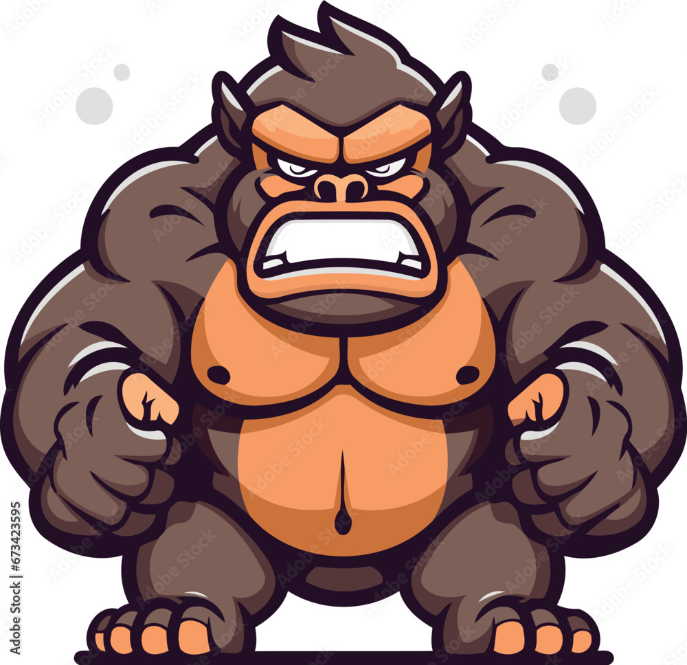 Obraz premium Angry gorilla cartoon mascot. Vector illustration of angry gorilla mascot.