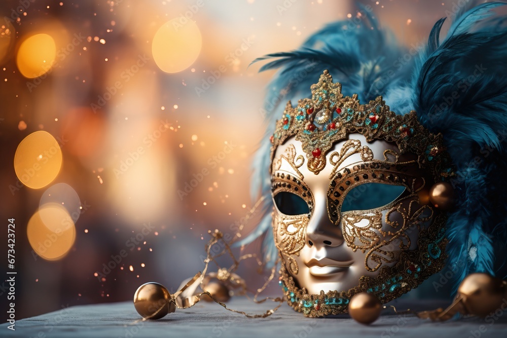 Venice Carnival Masks on Vibrant Background - obrazy, fototapety, plakaty 