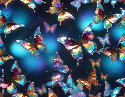 background with holographic futuristic butterflies