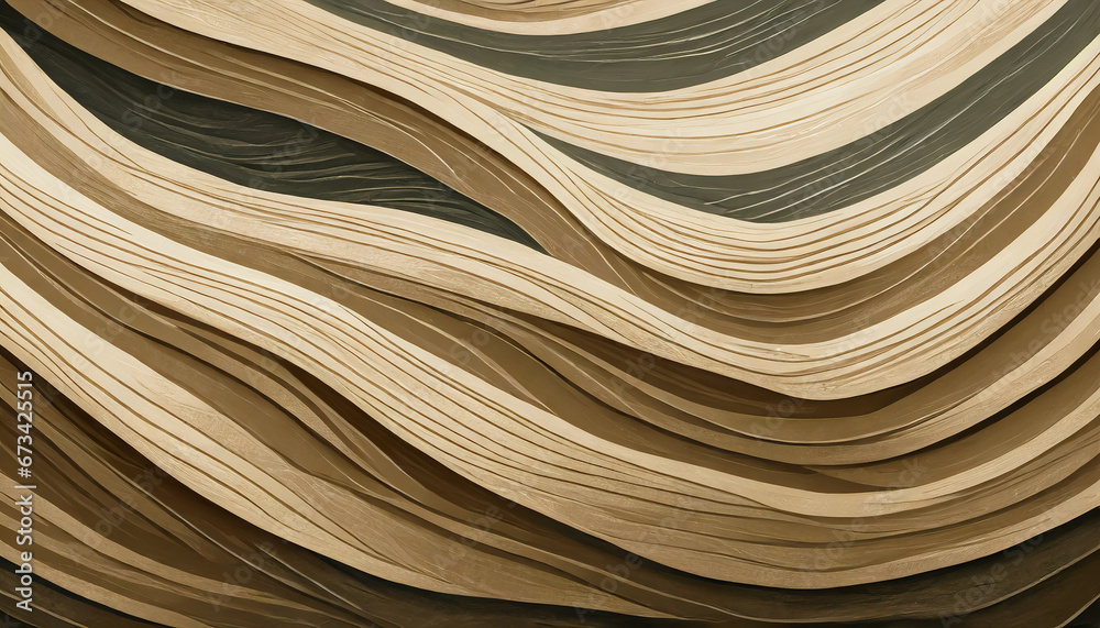 Obraz premium Abstract organic natural beige brown color waving lines texture background banner illustration wallpaper backdrop for webdesign