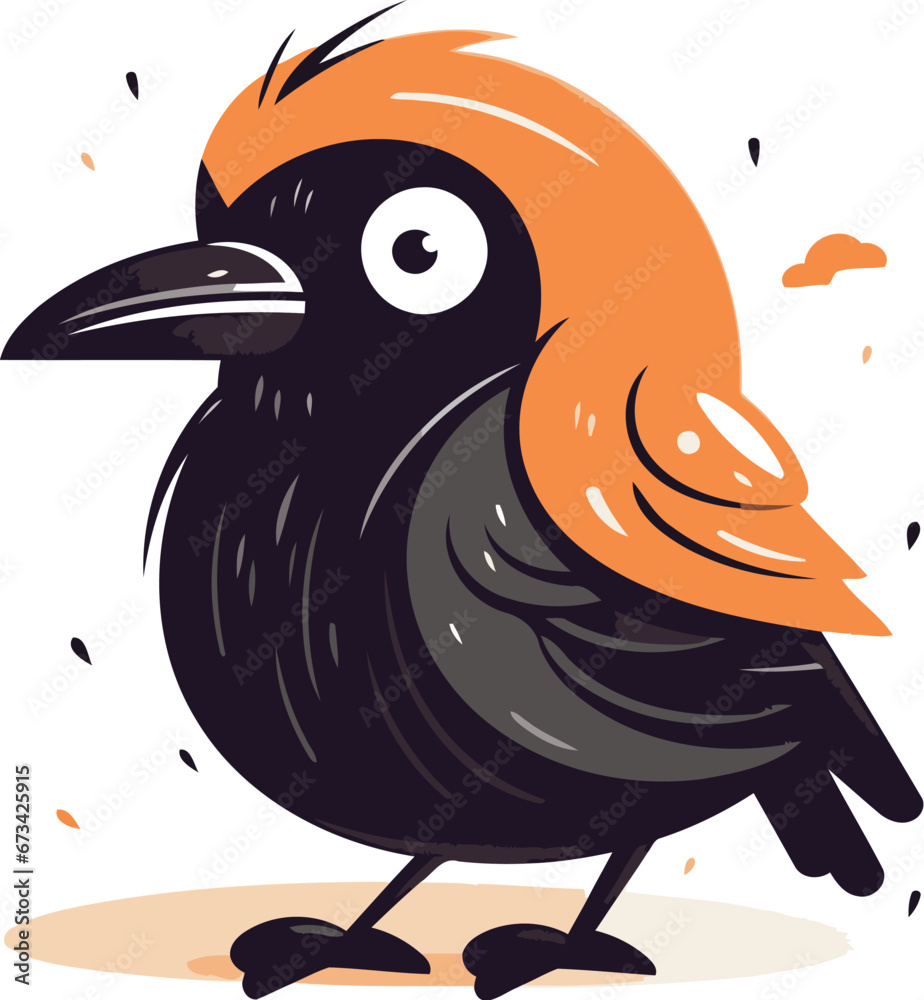 Vetor de Cute cartoon vector illustration of a red headed drongo. do ...