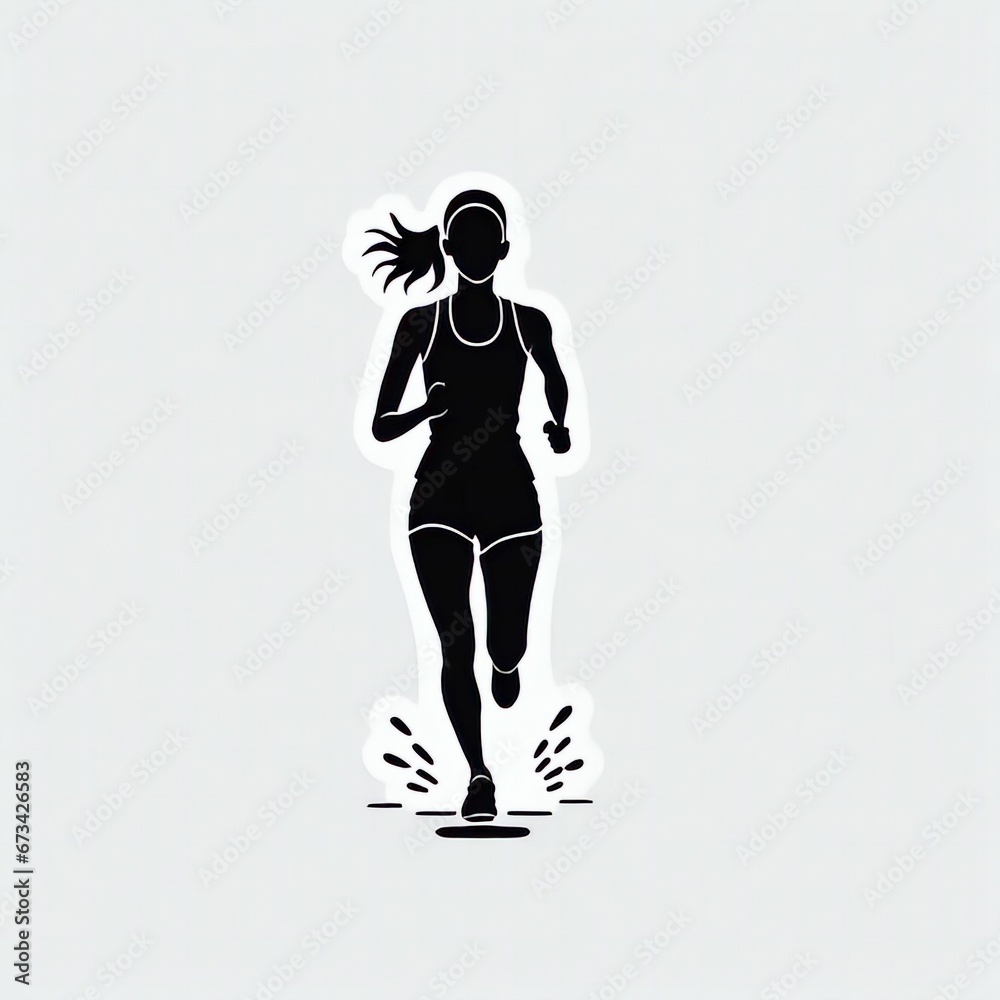 Silhouette of a running man or jogger or sprinter generative ai