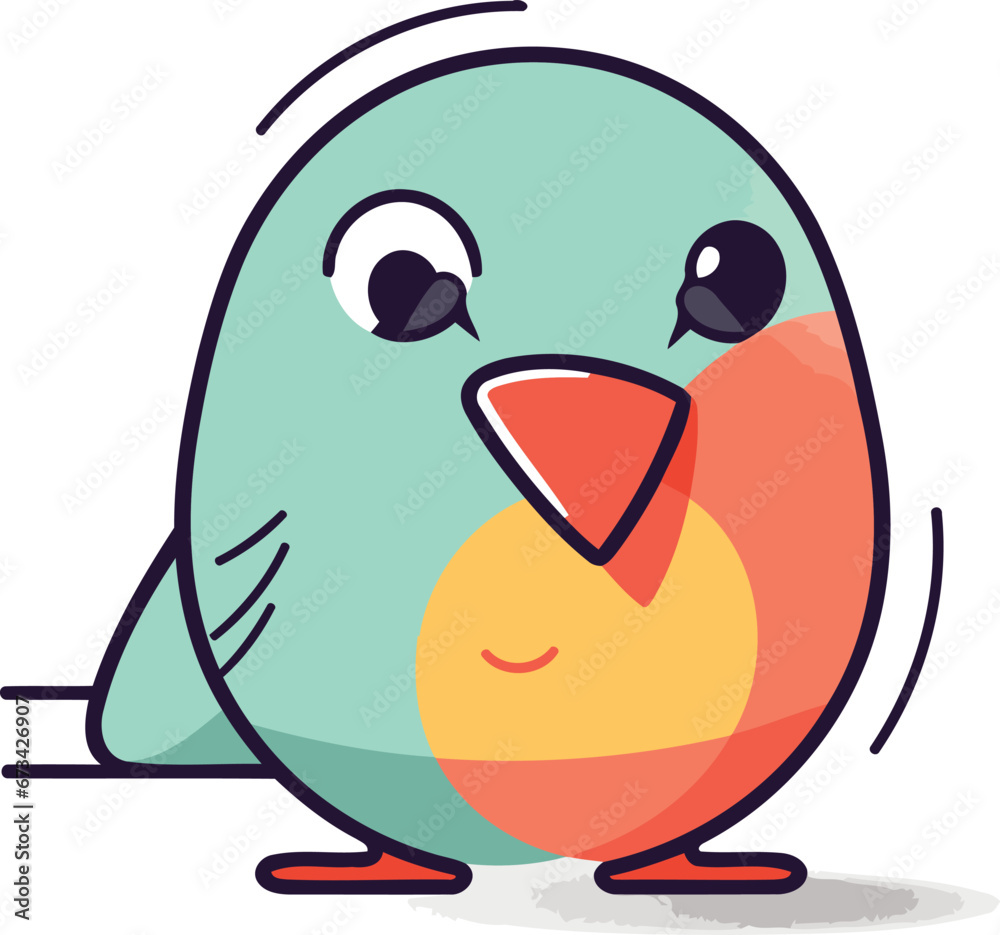Obraz premium Cute cartoon bird. Vector illustration. Isolated on white background.