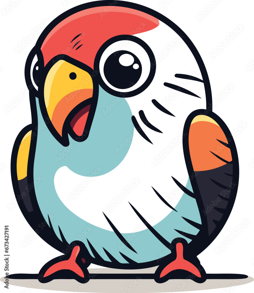 Cute cartoon parrot. Vector illustration isolated on white background. Cute cartoon parrot. Vector illustration isolated on white background.