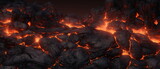 molten lava texture for the background. Burning Floors concept of Armageddon or Hell. Fiery Lava and rock backdrop with atmospheric light grunge texture Wide banner. Generative ai