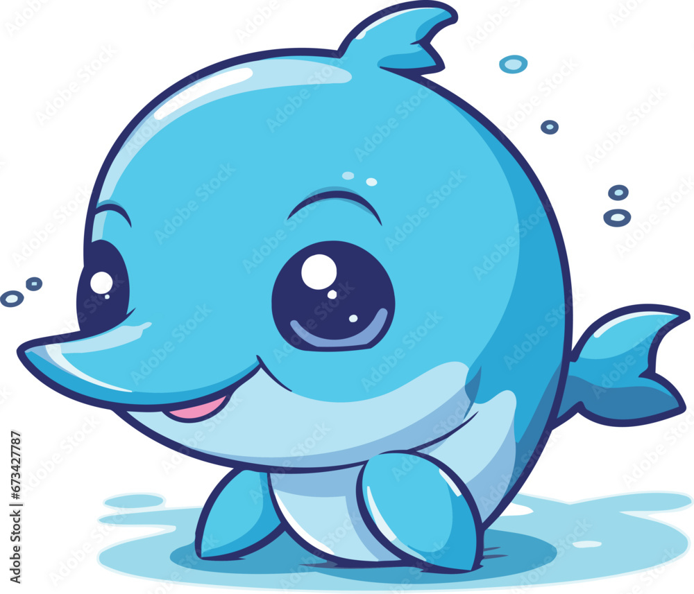 Cute cartoon dolphin isolated on a white background. Vector illustration. Cute cartoon dolphin isolated on a white background. Vector illustration.