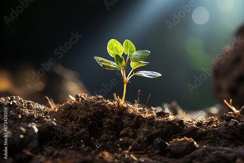 Young Plant Growing In Sunlight