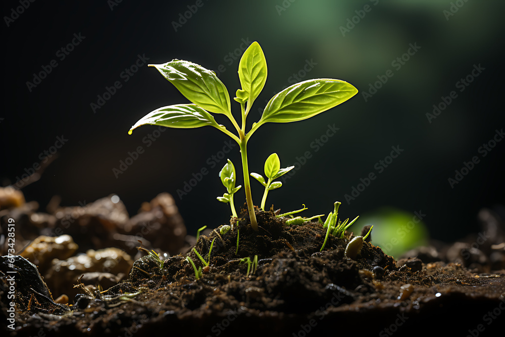 Young Plant Growing In Sunlight Young Plant Growing In Sunlight