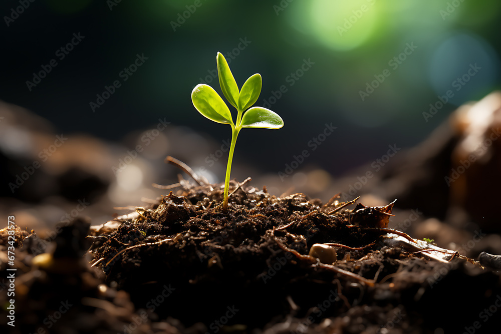 Young Plant Growing In Sunlight Young Plant Growing In Sunlight