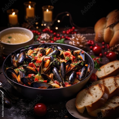 traditional christmas eve food - Mussels