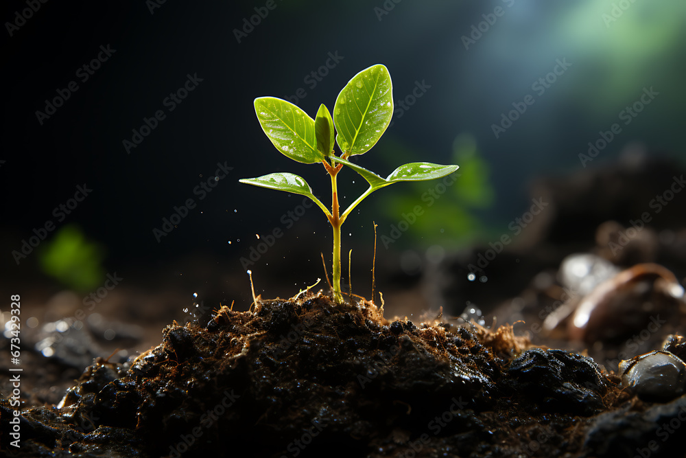 Young Plant Growing In Sunlight Young Plant Growing In Sunlight