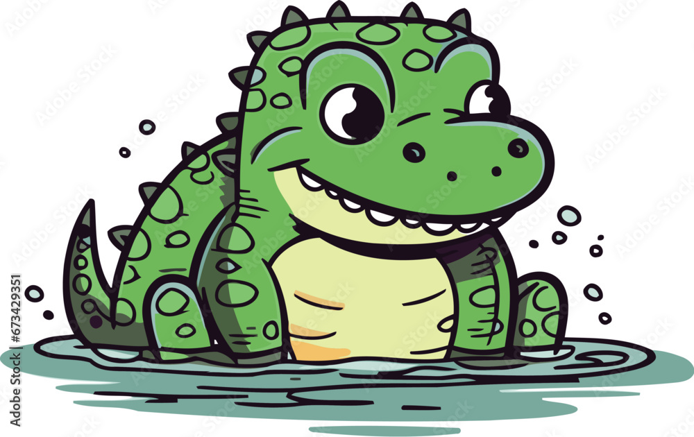 Obraz premium Cartoon crocodile. Vector illustration isolated on a white background.