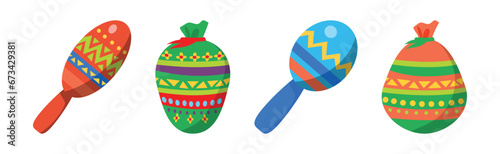 Mexican Holiday with Bat and Pinata Toy Vector Set