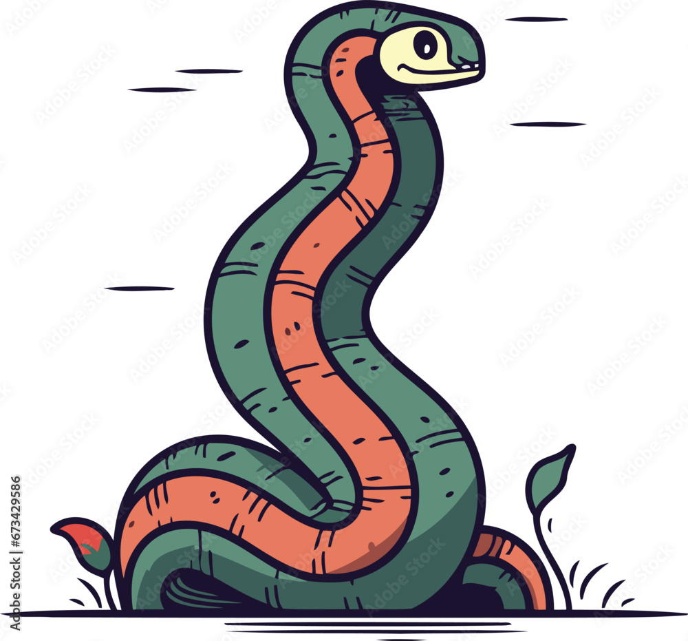Obraz premium Cartoon snake. Vector illustration of a snake. Cartoon snake.