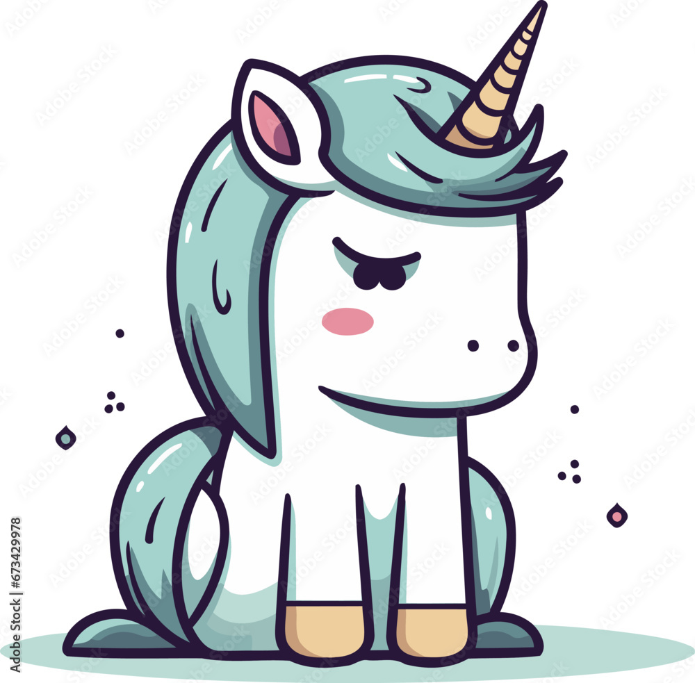 Cute cartoon unicorn. Vector illustration. Isolated on white background. Cute cartoon unicorn. Vector illustration. Isolated on white background.
