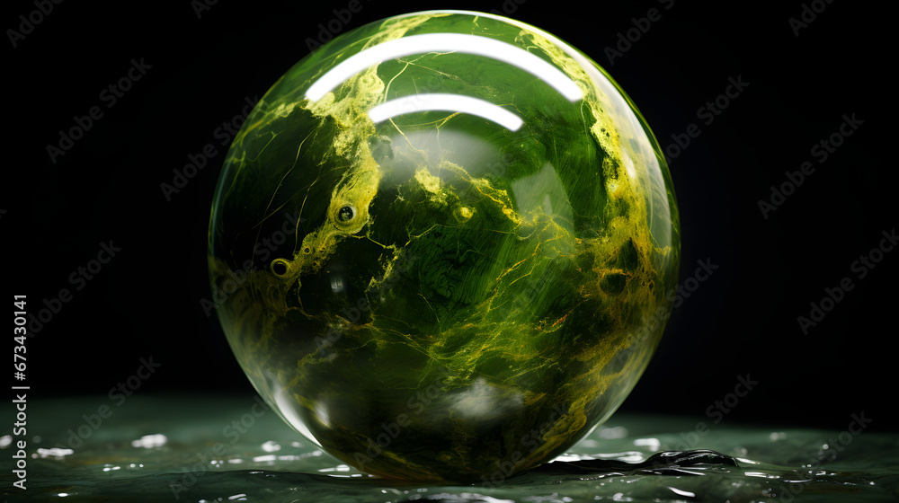 Malachite marble ball. Closeup. generativ ai Malachite marble ball. Closeup. generativ ai