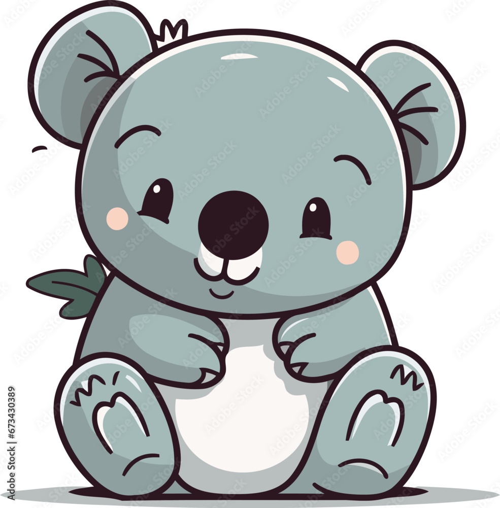 Cute koala sitting and smiling. Vector illustration of a cute koala. Cute koala sitting and smiling. Vector illustration of a cute koala.