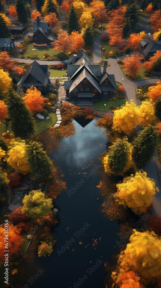 House in the forest. AI generated art illustration.