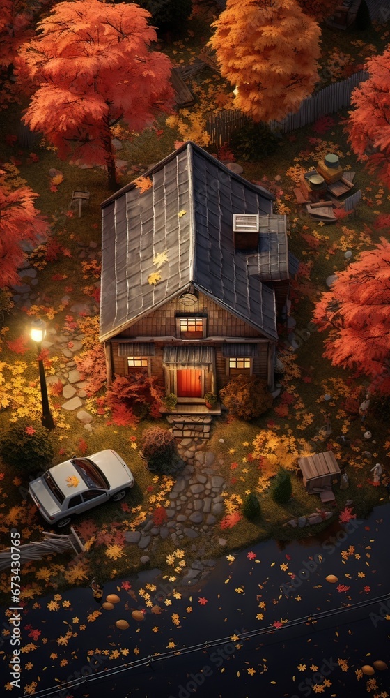 House in the forest. AI generated art illustration.