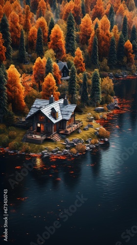 Obraz na płótnie House in the forest. AI generated art illustration. w salonie