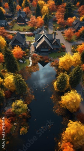 Obraz na płótnie House in the forest. AI generated art illustration. w salonie