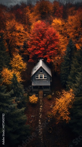 Obraz na płótnie House in the forest. AI generated art illustration. w salonie
