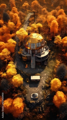 Obraz na płótnie House in the forest. AI generated art illustration. w salonie