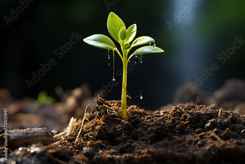 Young Plant Growing In Sunlight