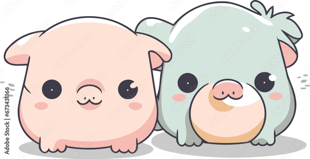 Cute pig and piggy character cartoon vector illustration graphic design. Cute pig and piggy character cartoon vector illustration graphic design.
