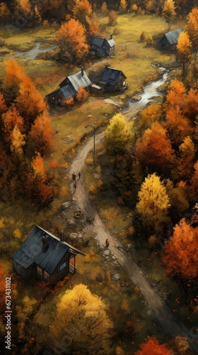 Obraz na płótnie House in the forest. AI generated art illustration. w salonie