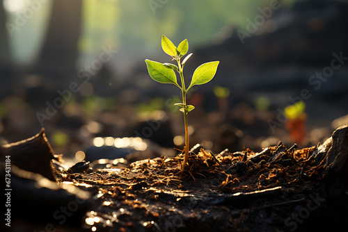 Young Plant Growing In Sunlight