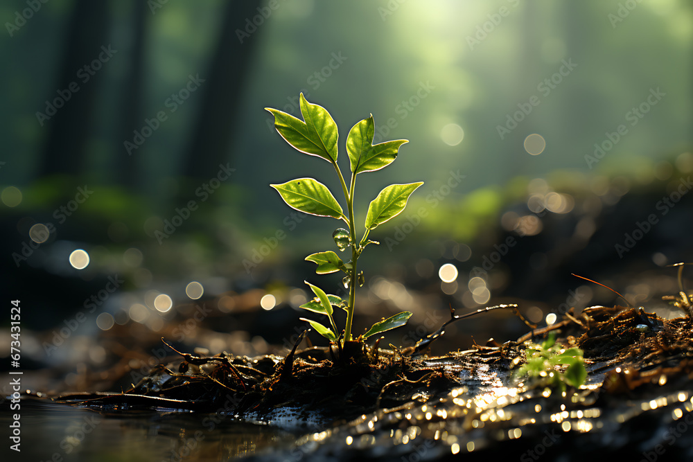 Young Plant Growing In Sunlight Young Plant Growing In Sunlight