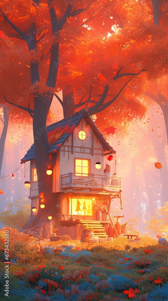 The fire in the forest. AI generated art illustration. The fire in the forest. AI generated art illustration.