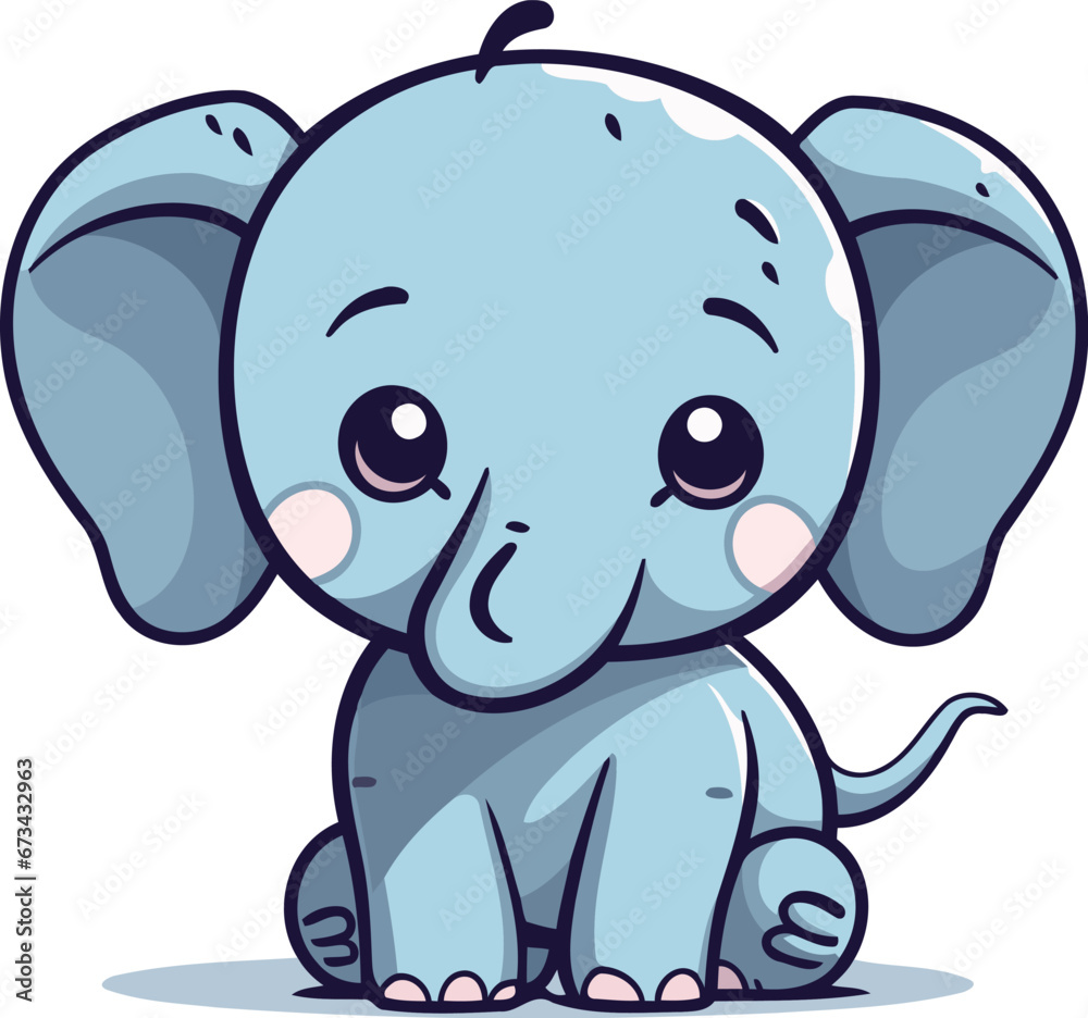 Obraz premium Cute cartoon elephant. Vector illustration of a cute little elephant.