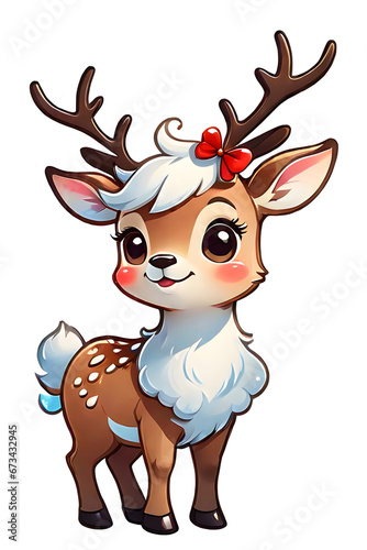 Adorable Reindeer Illustration on Transparent Background - Perfect for Children's Books