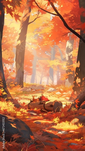 The fire in the forest. AI generated art illustration. © Дима Пучков