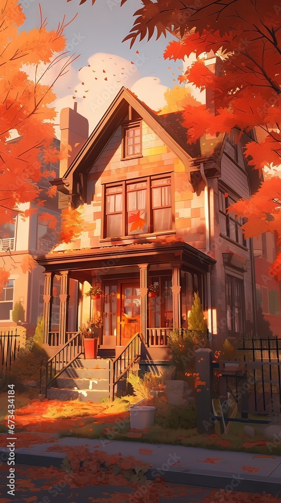 House in the woods. AI generated art illustration.