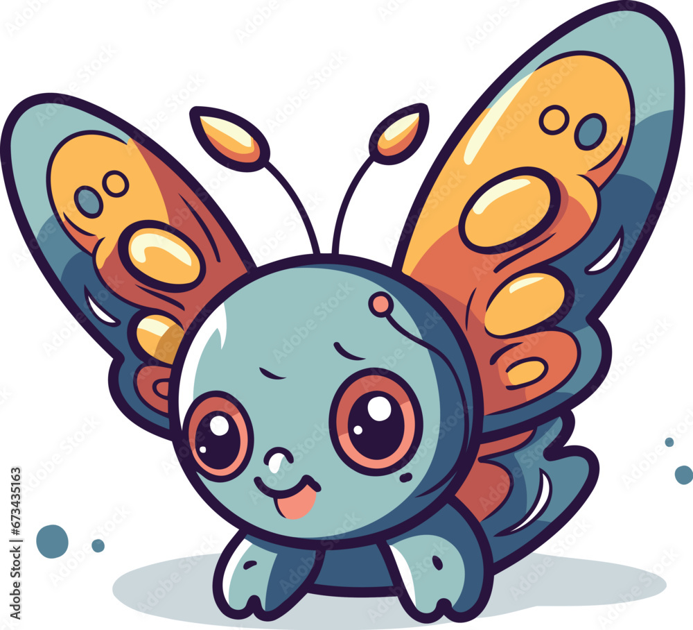 Cute Butterfly Cartoon Mascot Character. Vector Illustration. Cute Butterfly Cartoon Mascot Character. Vector Illustration.