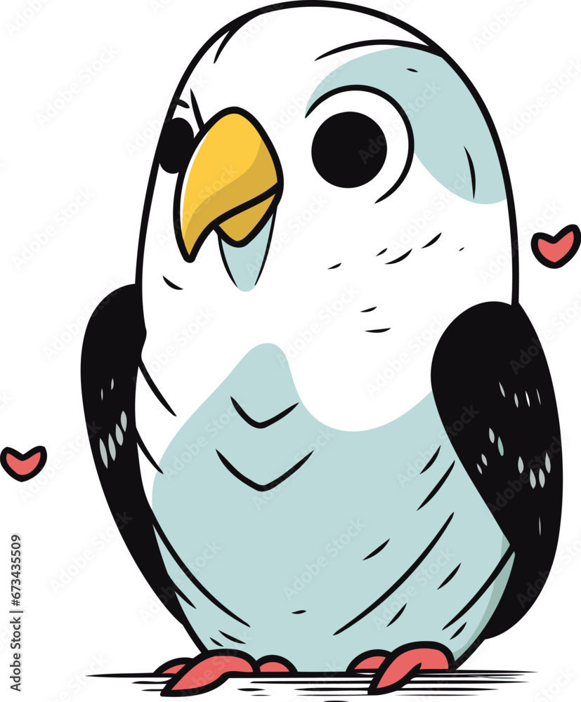 Obraz premium Cute cartoon parrot. Vector illustration isolated on white background.