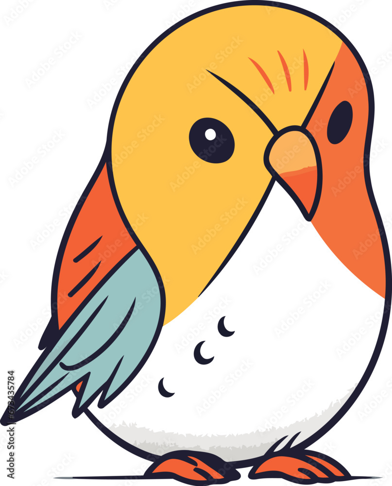 Cute cartoon bird. Vector illustration isolated on a white background. Cute cartoon bird. Vector illustration isolated on a white background.