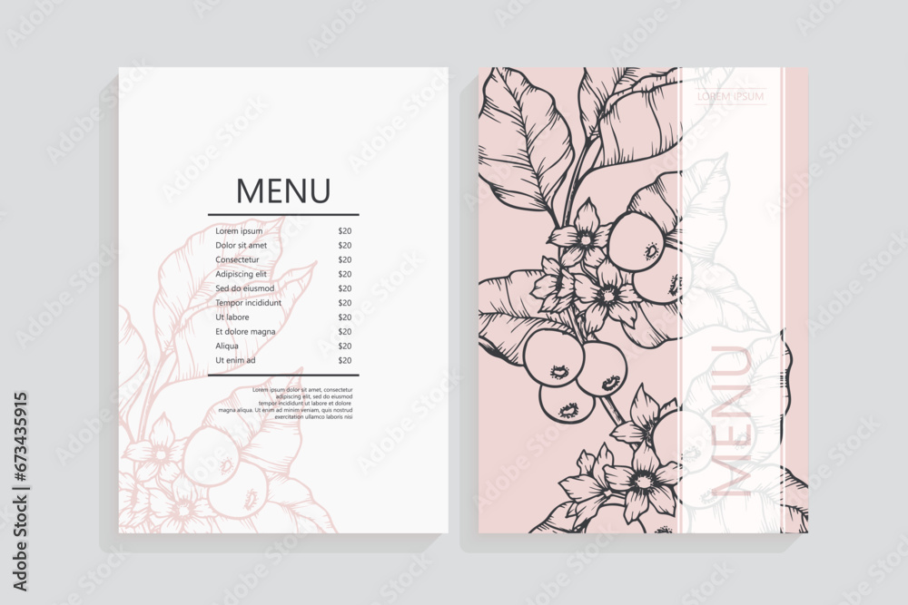 Beautiful floral menu template cards	
