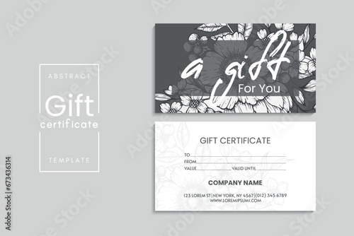 Set of colorful gift cards template. Modern style vector illustration of flowers for saloon, gallery, spa, shop. Gift voucher