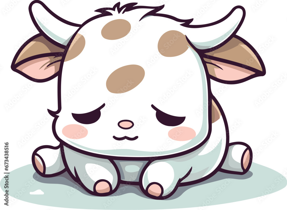 Cute cartoon cow. Vector illustration isolated on a white background.