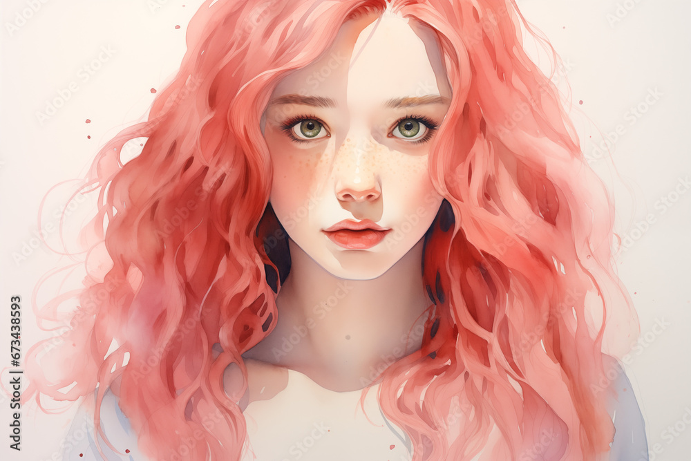 Cute Watercolor Portrayal of girl