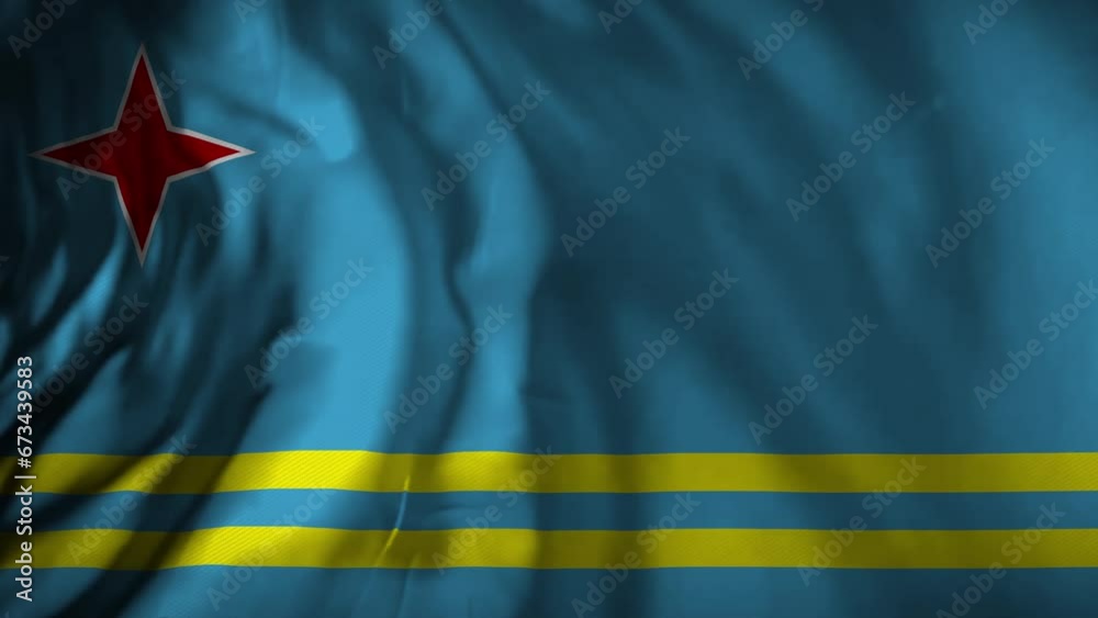 ARUBA flag video waving in wind. Realistic flag background. Close up view.