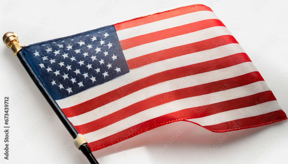 Fototapeta premium Mini American Flag isolated on white