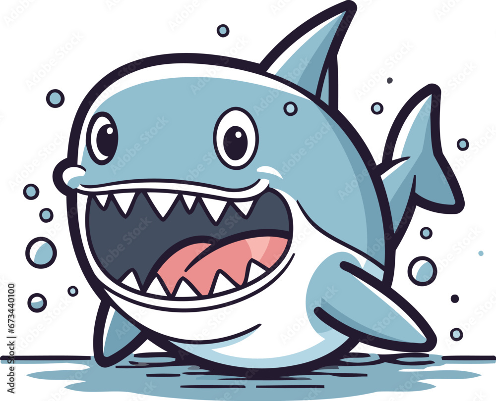 Shark cartoon character. Vector illustration isolated on the white background. Shark cartoon character. Vector illustration isolated on the white background.