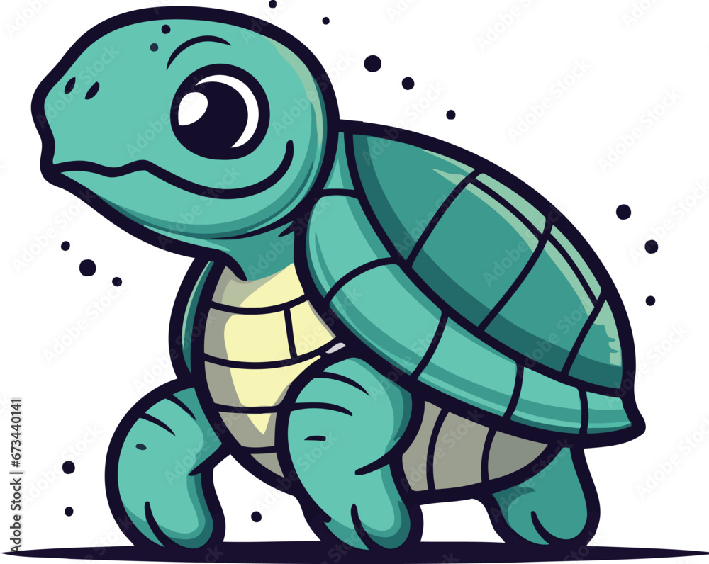Fototapeta premium Cute cartoon turtle. Vector illustration isolated on a white background.