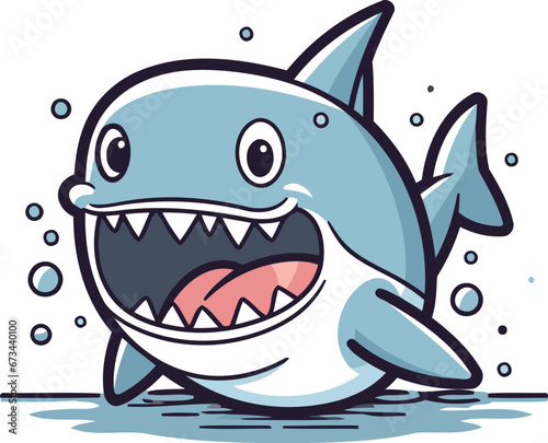 Shark cartoon character. Vector illustration isolated on the white background.
