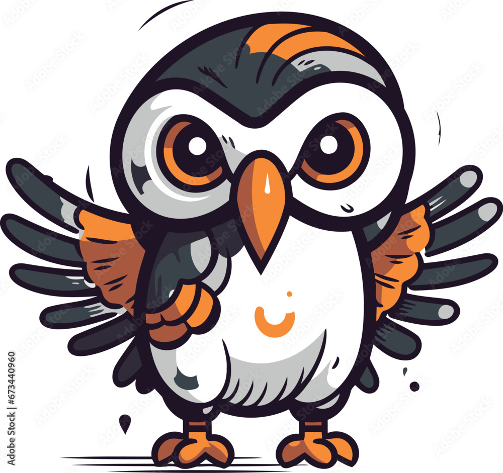 Cute cartoon owl. Vector illustration isolated on a white background.